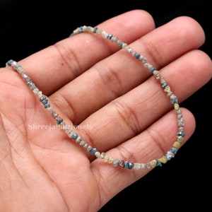 Multi Diamond Uncut Beads Necklace Natural Disco Diamond Rough Beaded Necklace Raw Rough Diamond Necklace 925 Silver Necklace Women Necklace