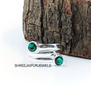 Sterlingzilveren ring groene kwarts: handgemaakte boho-statementring