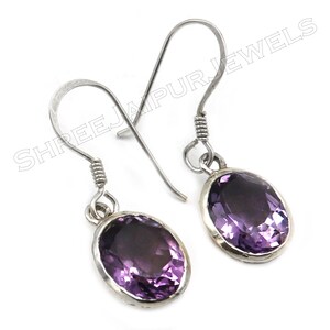 Amethyst Silver Earring, 925 Sterling Silver Earring, Minimalist Ring, Handmade Boho Earring, Women Earring, Gemstone Earring, Gift For Her