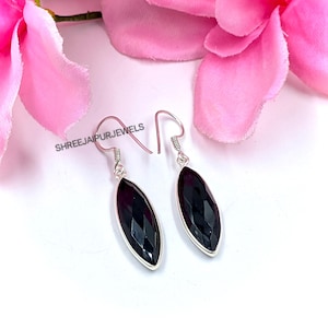 Schwarz Onyx Edelstein Silber Ohrring, 925 Sterling Silber Ohrring, Schwarz Onyx Ohrring, Handgemachter Ohrring, Minimalist Ohrring Frauen Ohrring Geschenk
