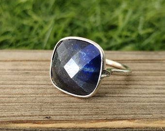 Labradorite Silver Ring, 925 Sterling Silver Ring, Statement Ring, Gemstone Ring, Handmade Ring, Birthstone Ring Silver Jewelry Gift For Her