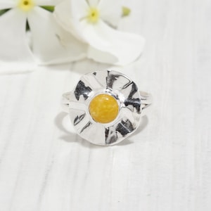 Natural Yellow Quartz Silver Ring 925 Sterling Silver Ring Quartz Gemstone Ring Handmade Ring Statement Ring Boho Women Ring Engagement Ring