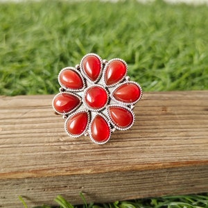 AAA Carnelian Sterling Silver Ring: Handmade Gemstone Statement Jewelry