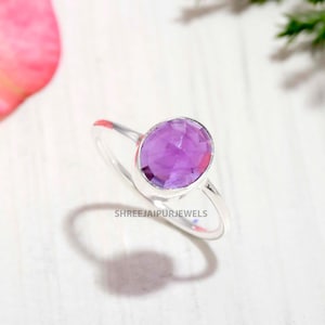 Natural Amethyst Silver Ring, 925 Sterling Silver Ring, Amethyst Gemstone Ring, Handmade Ring, Statement Ring, Minimalist Ring, Gift For Her