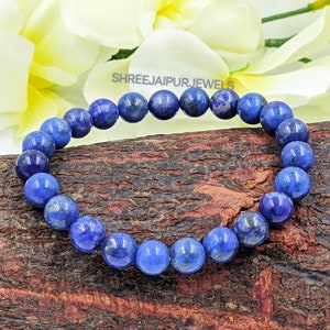 Natural Lapis Bracelet, Lapis Lazuli Bracelet, Crystal Bracelet, Gemstone Bracelet, Birthstone Bracelet, Healing Bracelet, 8mm Bead Bracelet