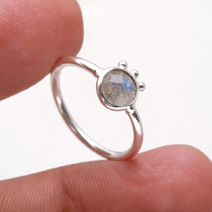 Natural Labradorite Silver Ring 925 Sterling Silver Ring Fire Labradorite Ring Gemstone Ring Women Ring Minimalist Ring Boho Handmade Ring