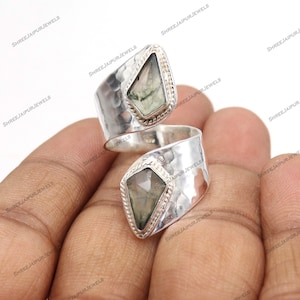 Natural Prehnite Ring, 925 Sterling Silver Ring, Gemstone Ring, Engagement Ring, Statement Ring, Boho Ring, Handmade Ring, Gift For Woman