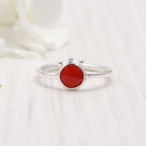 Red Onyx Sterling Silver Ring: Handmade Bohemian Gemstone Ring