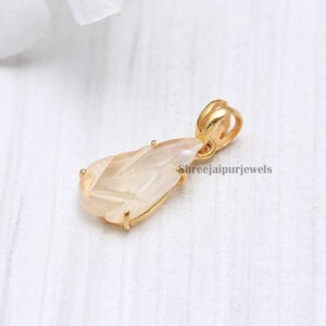 Natural Citrine Silver Pendant, Citrine Carving Stone Pendant, 925 Sterling Silver Pendant, Boho Pendant, Minimalist Pendant, Women Pendant