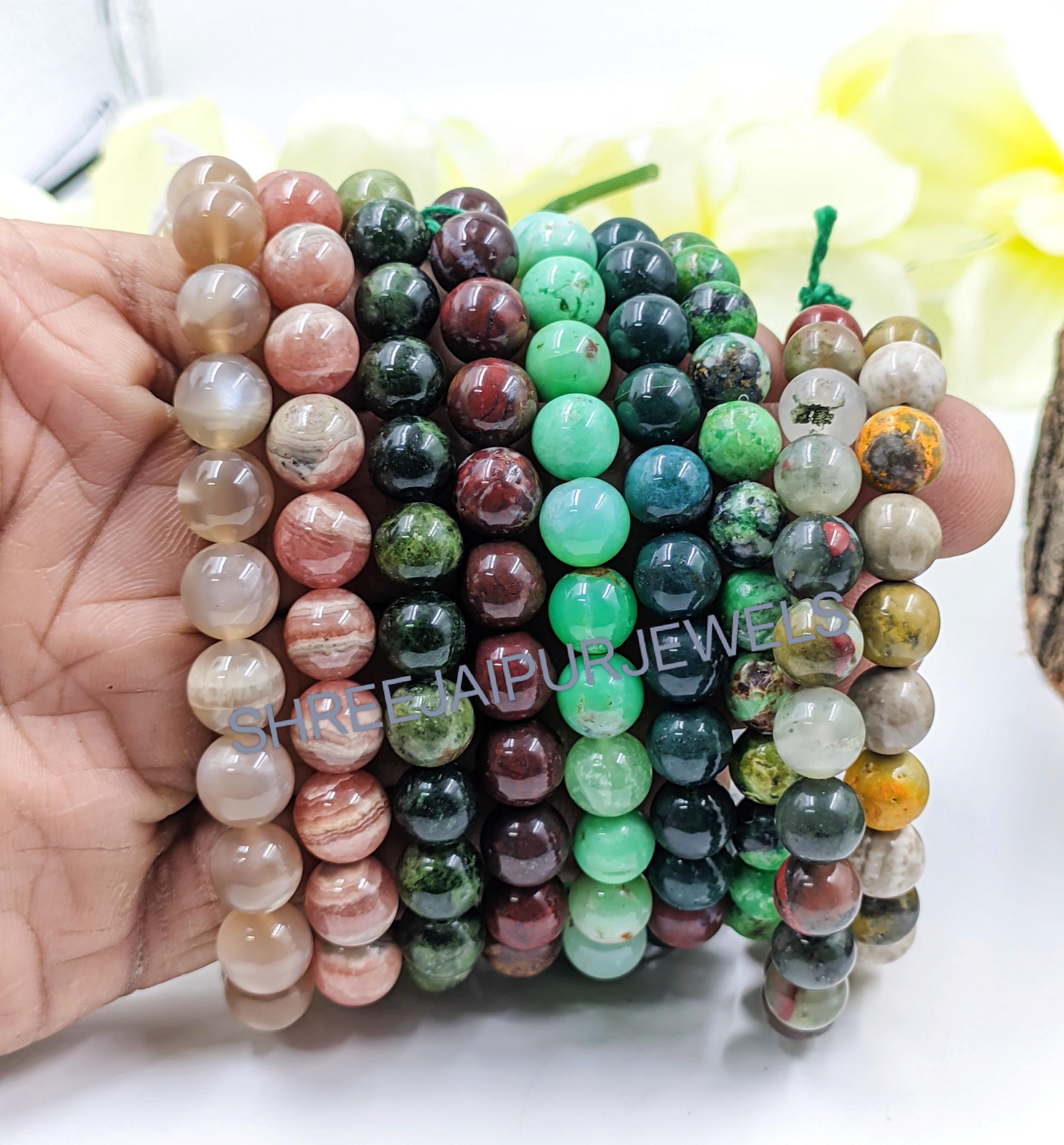 Green Garnet Bracelet: 8mm Gemstone Beaded Healing Crystal - Etsy
