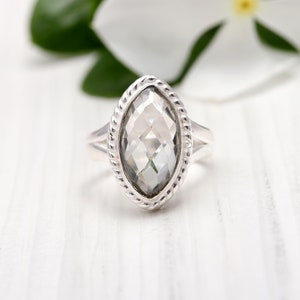 Green Amethyst Ring  Natural Amethyst Silver Ring  925 Sterling Silver Ring  Handmade Ring  Boho Ring  Gemstone Ring Women Ring Gift For Her