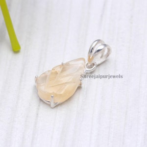 Natural Citrine Silver Pendant, Citrine Carving Stone Pendant, 925 Sterling Silver Pendant, Boho Pendant, Minimalist Pendant, Women Pendant