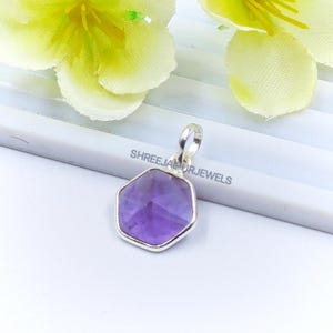 Purple Amethyst Silver Pendant, Natural Amethyst Pendant, 925 Sterling Silver Pendant, Minimalist Pendant, Handmade Pendant Gemstone Pendant