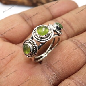 Handgemaakte Vessonite-ring: 925 sterlingzilveren boho-statementring