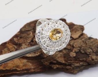 Citrine Ring  Natural Citrine Silver Ring  925 Sterling Silver Ring  Handmade Ring  Statement Ring  Women Ring  Bohemian Ring  Gift For Her