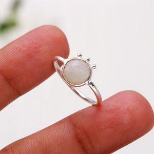 Rainbow Moonstone Ring: 925 Sterling Silver, Handmade Boho Ring