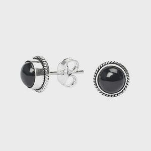 Handmade Black Onyx 925 Sterling Silver Stud Earrings