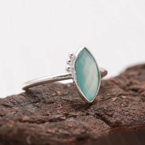 Natural Chalcedony Silver Ring 925 Sterling Silver Ring Aqua Chalcedony Ring Gemstone Ring Women Ring Minimalist Ring Bohemian Handmade Ring