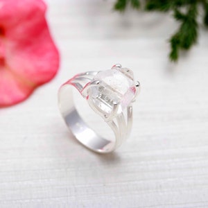 Natural Herkimer Diamond Silver Ring, 925 Sterling Silver Ring, Raw Rough Ring, Handmade Ring, Statement Ring, Minimalist Ring, Gift For Her