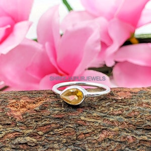 Natural Citrine Silver Ring, 925 Sterling Silver Ring, Handmade Ring, Minimalist Ring, Boho Gemstone Ring, Birthstone Ring, Engagement Ring