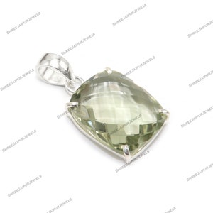 Green Amethyst Pendant: Handmade 925 Sterling Silver Boho Jewelry