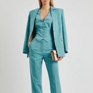 Women Turquoise Suit Three Piece Premium Custom Made Cotton - Etsy