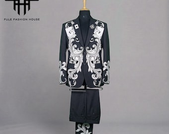 Nudie-pak zwart geborduurd western herenkledingstatement