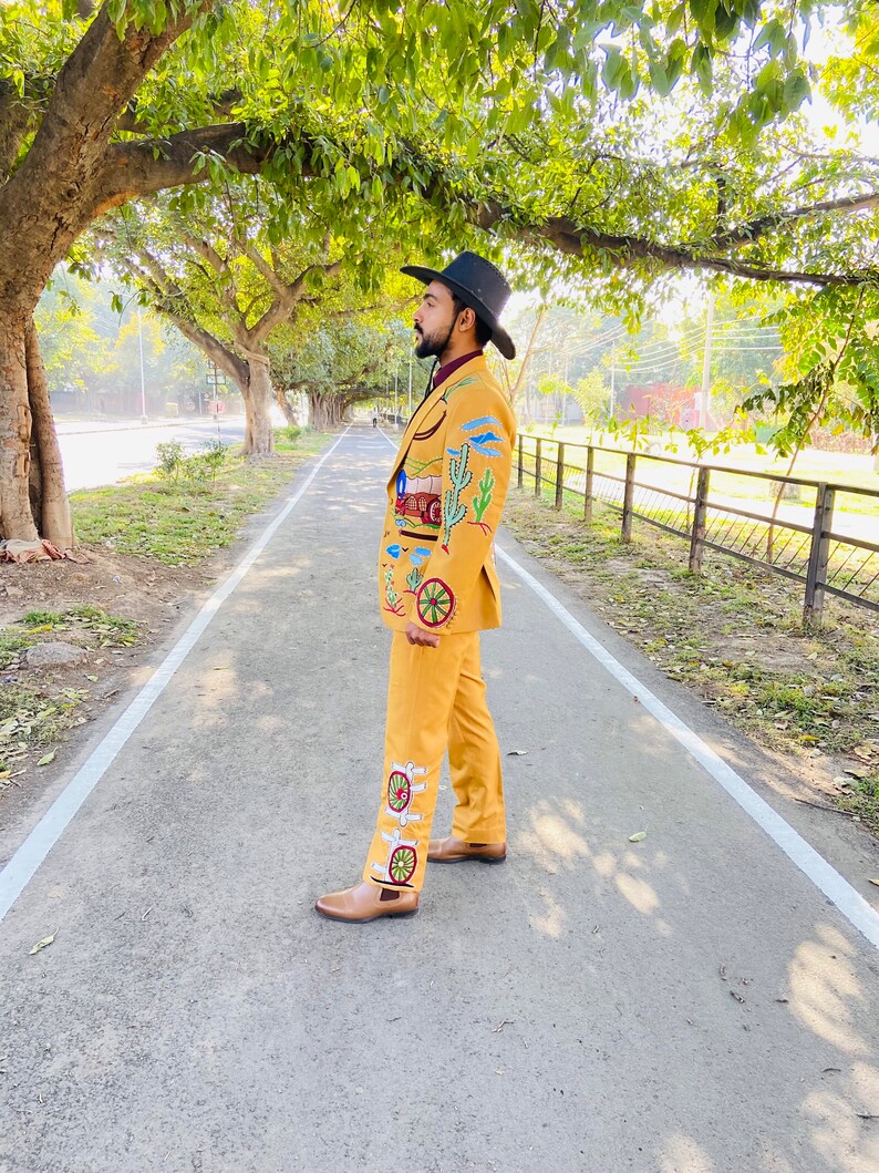 Men Two Piece Western Designer Suit Custom Made Embroidered Etsy