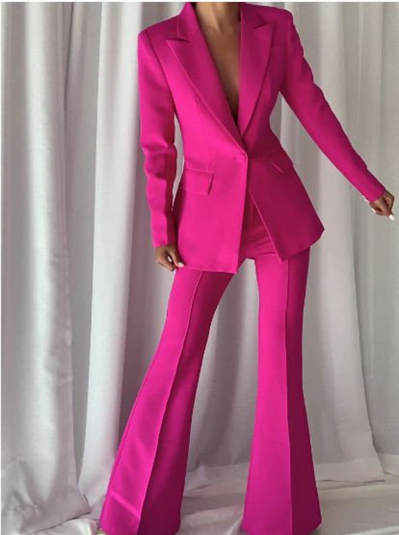 Women Two Piece FUCHSIA Suit Custom Made Single Breasted - Etsy