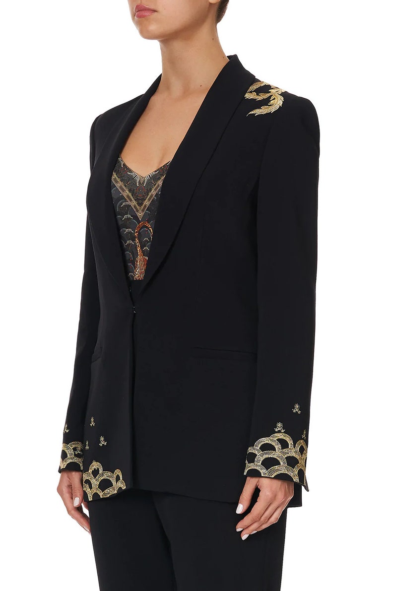 Women Black Jacket Custom Made Embroidered Blazer Premium - Etsy