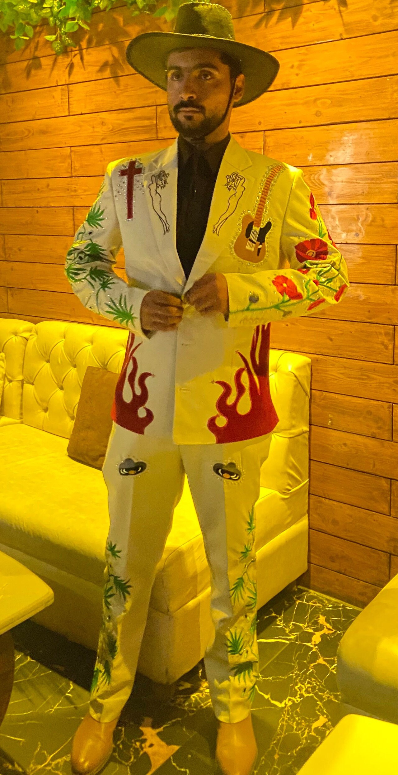 Men Two Piece Tailored Western Suit Custom Made Embroidered
