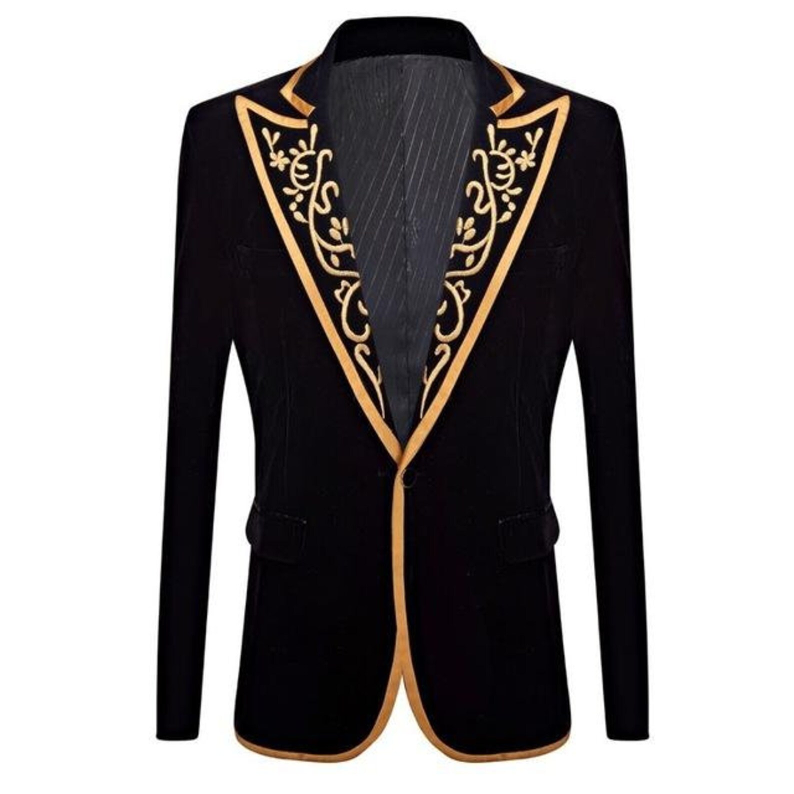 Black Poly Velvet Embroidered Jacket