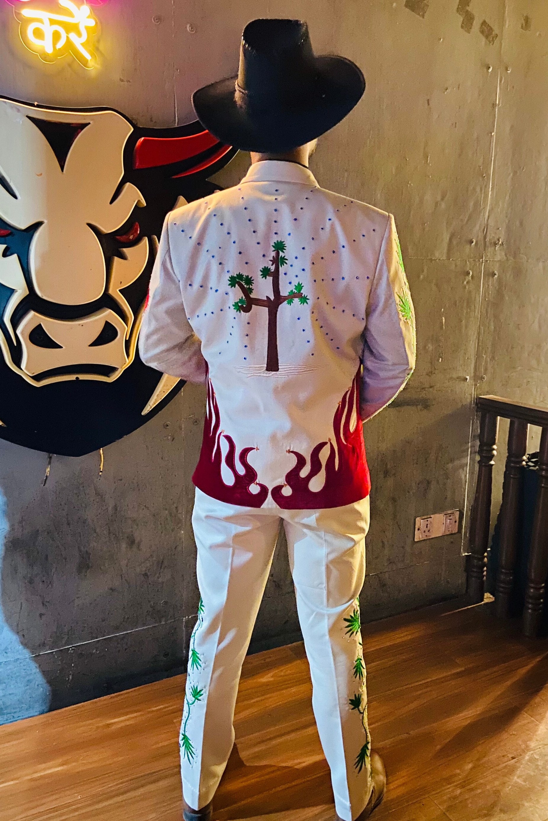 Men Two Piece Tailored Western Suit Custom Made Embroidered