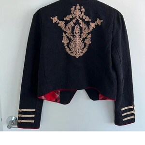 Women's Black Embroidered Military Blazer: Custom Designer Jacket