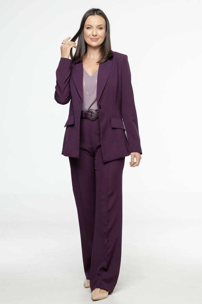 Purple 2 Piece Single Buckle Classic Women Suits