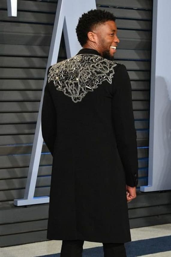 ジャケット・アウター vintage black power shoulder long coat Men Custom Made Black Long Coat/jacket With One Button