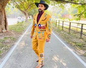 Men Two Piece Western Designer Suit | Custom Made Embroidered Cotton Designer Coat Pant | Prom Party Wedding Cocktail Dinner Party Wear Set