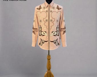 Western Shirts Cotton, Embroidered Long Sleeve Shirt