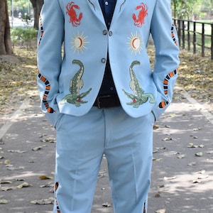 Bespoke Men’s 2pc Nudie Embroidered Event Prom Cowboy Party Wear for Him