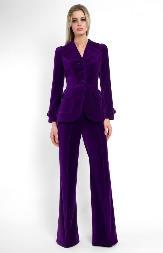Women Two Piece Purple Suit Custom Made Single Breasted Etsy