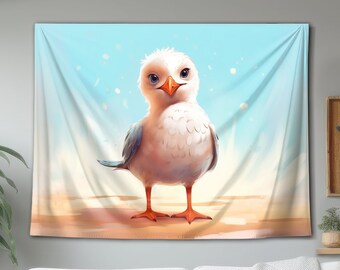 Adorable Cute Baby Seagull Wall Tapestry, Children's Art, Hanging Wall Decor, Kids Decoration Gift For Home, Bedroom or Playroom