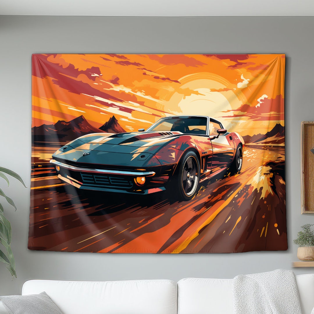 1960s Fast Sports Car Wall Tapestry, Hanging Wall Art Decor, Decoration ...