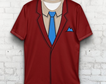 Kent Brockman Costume T-Shirt, The Simpsons, Character All Over TShirt, Men Women Ultra Cotton Tee