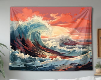 Beautiful Ocean Wave Wall Tapestry, Hanging Wall Art Decor, Decoration Gift For Home Dorm or Office, Boho Interior