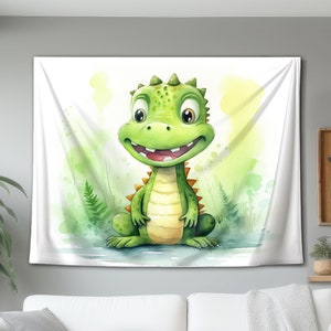Adorable Cute Baby Crocodile Wall Tapestry, Children&#39;s Art, Hanging Wall Decor, Kids Decoration Gift For Home, Bedroom or Playroom