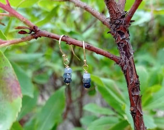 14K Gold Filled Gold Earrings and Blue Sapphires / Earrings Gold Filled and Saphires