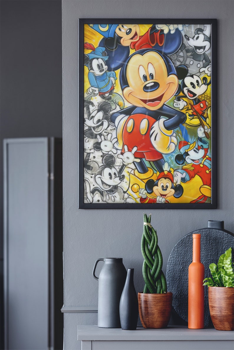 Mickey Mouse Canvas Wrap Wall Art Mickey Mouse Poster Etsy