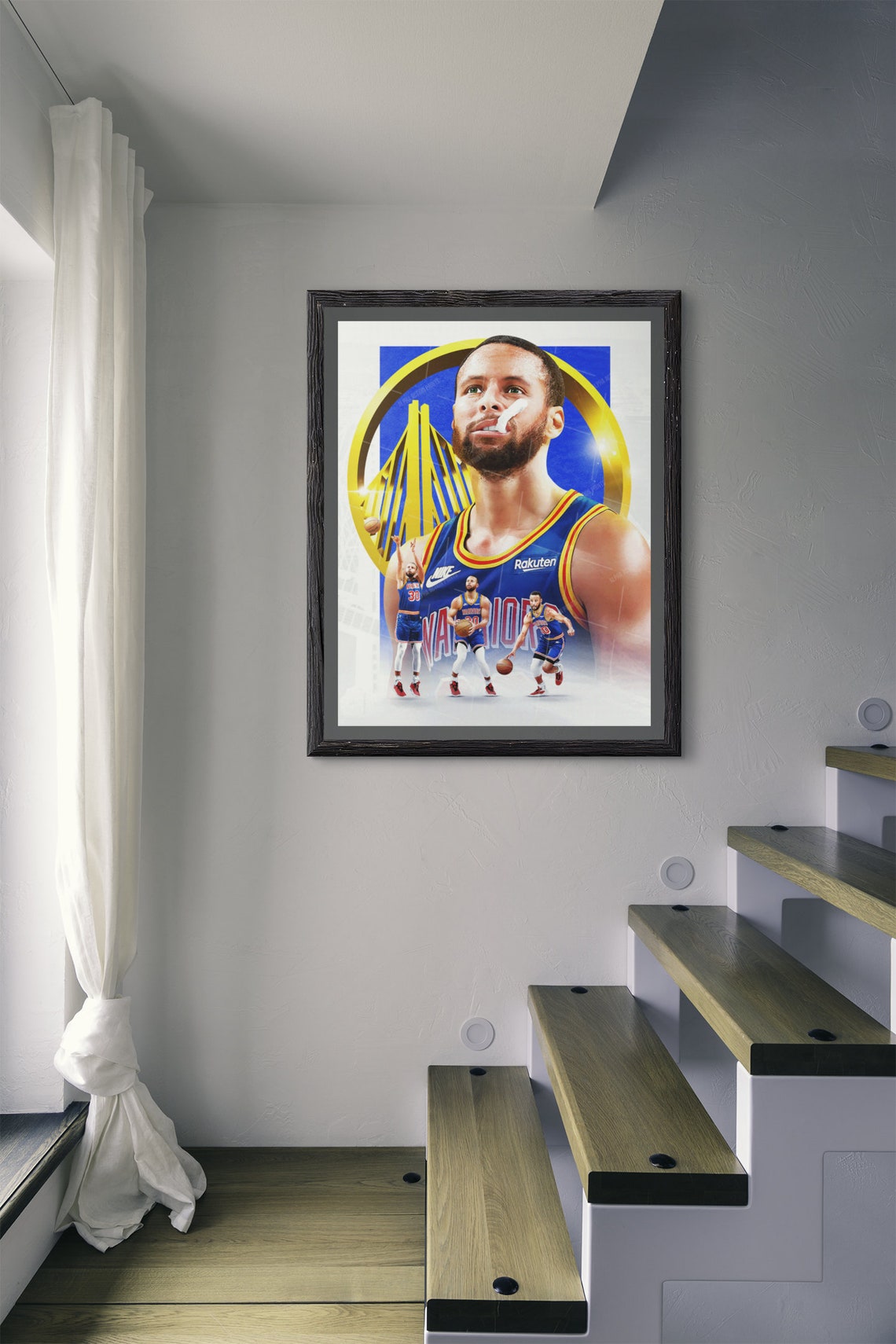 Steph Curry Poster, Golden State Warriors, Wall Art, NBA Basketball, Sports Bar Decor, Man Cave