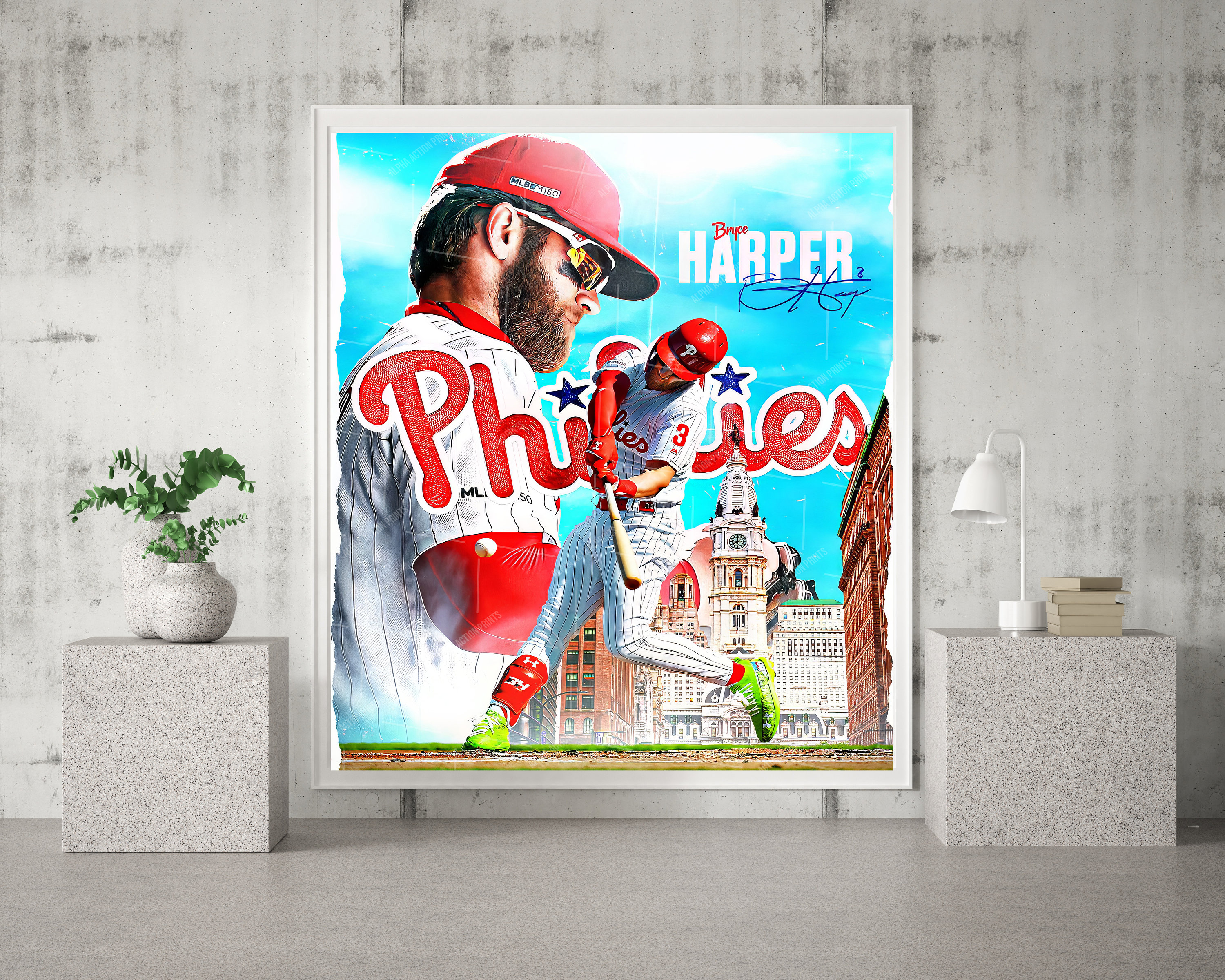 ブライス・ハーパー　アートポスター A2版　フィラデルフィア・フィリーズ Bryce Harper Poster, Philadelphia Phillies, Canvas Wrap Wall
