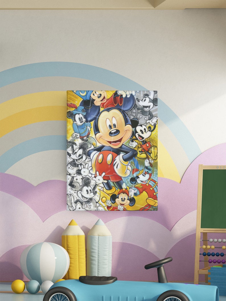Mickey Mouse Canvas Wrap Wall Art Mickey Mouse Poster Etsy